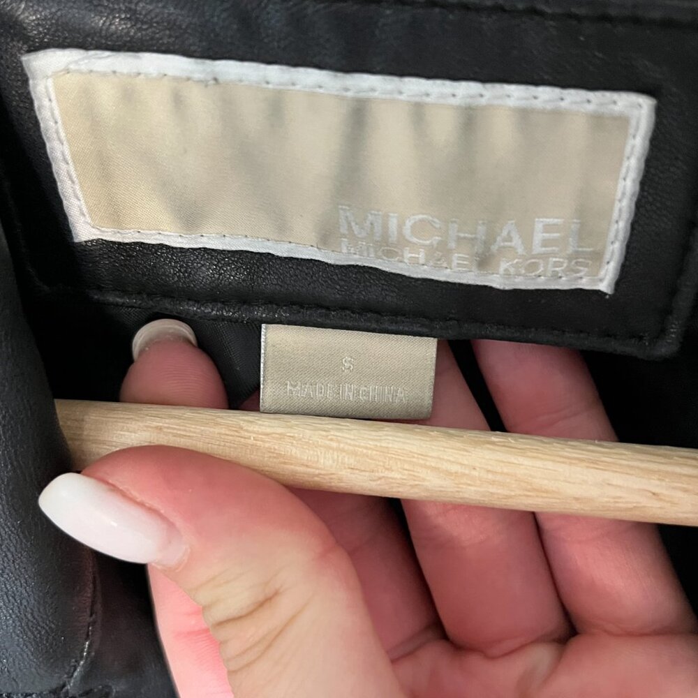 Michael Kors Leather Moto Jacker Size S - Picture 7 of 11